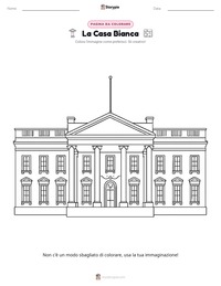 Pagina da colorare di La Casa Bianca per bambini