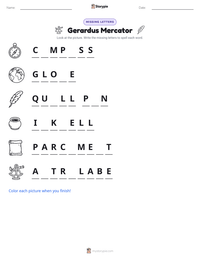 Gerardus Mercator printable worksheet preview