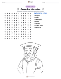 Vista previa de la hoja de trabajo imprimible de Gerardus Mercator