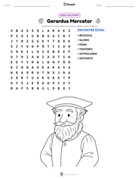 Prévia da folha de atividades imprimível Gerardus Mercator