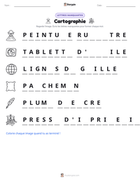 Aperçu de la feuille de travail imprimable Cartographie