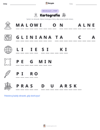 Podgląd drukowalnego arkusza ćwiczeń Kartografia