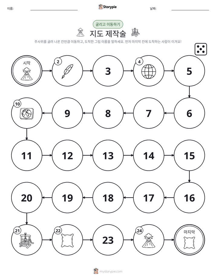주사위 굴리고 이동하기 게임