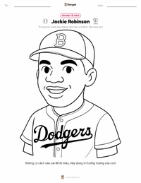 Trang tô màu Jackie Robinson cho trẻ em