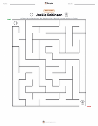 Jackie Robinson druckbare Arbeitsblatt Vorschau