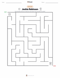 Jackie Robinson afdrukbare werkblad voorbeeld