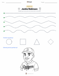 Prabaca lembar kerja cetak Jackie Robinson