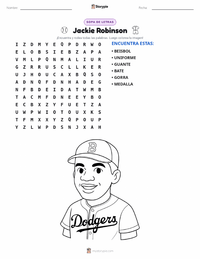 Vista previa de la hoja de trabajo imprimible de Jackie Robinson