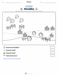 Wereldbol afdrukbare werkblad voorbeeld