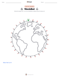 Wereldbol afdrukbare werkblad voorbeeld