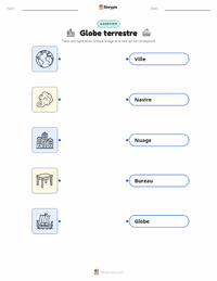 Feuille de travail imprimable Globe terrestre pour les enfants