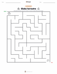 Aperçu de la feuille de travail imprimable Globe terrestre