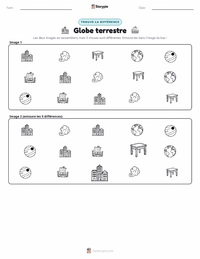 Aperçu de la feuille de travail imprimable Globe terrestre
