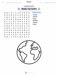 Aperçu de la feuille de travail imprimable Globe terrestre