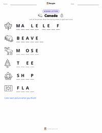 Canada printable worksheet preview