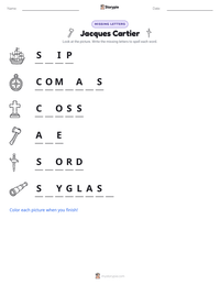 Jacques Cartier printable worksheet preview