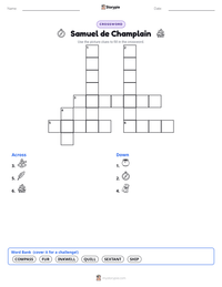 Samuel de Champlain printable worksheet preview
