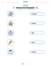 Samuel de Champlain printable worksheet for kids
