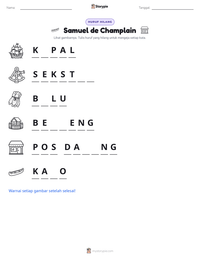 Prabaca lembar kerja cetak Samuel de Champlain