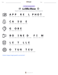 Aperçu de la feuille de travail imprimable La Bille Bleue