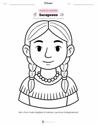Pagina da colorare di Sacagawea per bambini