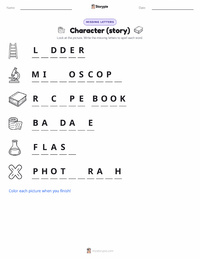 Character (story) printable worksheet preview