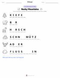 Rocky Mountains druckbare Arbeitsblatt Vorschau