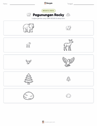 Prabaca lembar kerja cetak Pegunungan Rocky