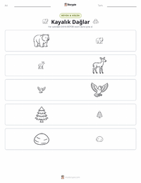 Kayalık Dağlar yazdırılabilir çalışma sayfası önizlemesi