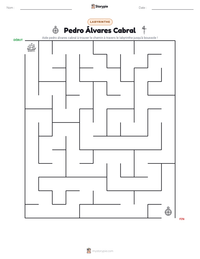 Aperçu de la feuille de travail imprimable Pedro Álvares Cabral