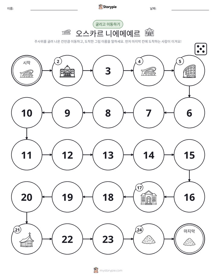 주사위 굴리고 이동하기 게임