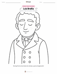 Página para colorear de Louis Braille para niños