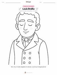 Pagina da colorare di Louis Braille per bambini