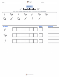 Louis Braille afdrukbare werkblad voorbeeld