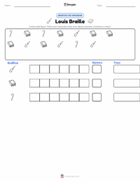 Prévia da folha de atividades imprimível Louis Braille