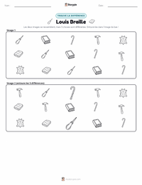 Aperçu de la feuille de travail imprimable Louis Braille