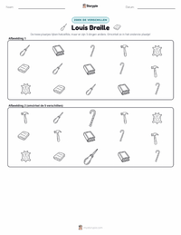 Louis Braille afdrukbare werkblad voorbeeld