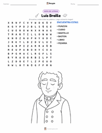 Vista previa de la hoja de trabajo imprimible de Louis Braille