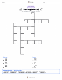 Setting (story) printable worksheet preview