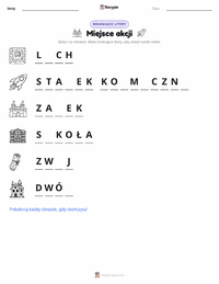 Podgląd drukowalnego arkusza ćwiczeń Miejsce akcji (opowieść)