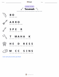 Tecumseh printable worksheet preview