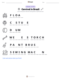 Carnival in Brazil printable worksheet preview