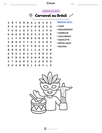 Aperçu de la feuille de travail imprimable Carnaval au Brésil