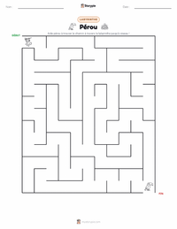 Aperçu de la feuille de travail imprimable Pérou