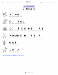 Aperçu de la feuille de travail imprimable Pérou
