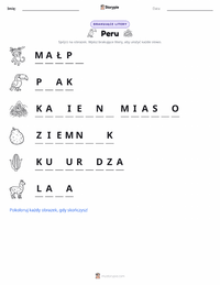 Podgląd drukowalnego arkusza ćwiczeń Peru