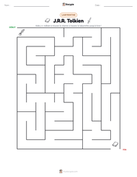 Aperçu de la feuille de travail imprimable J.R.R. Tolkien