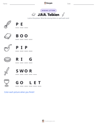 J.R.R. Tolkien printable worksheet preview