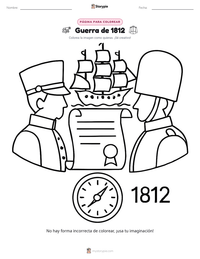 Página para colorear de Guerra de 1812 para niños