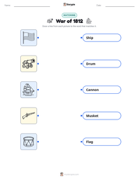 War of 1812 printable worksheet for kids